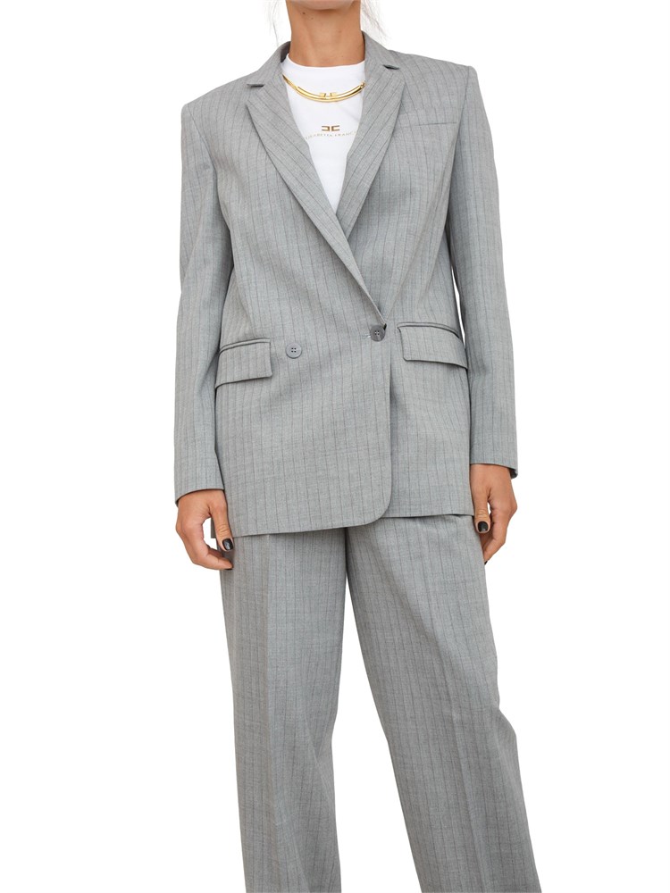 TWIN-SET Giacca blazer Twinset modello sartoriale in misto lana grigia