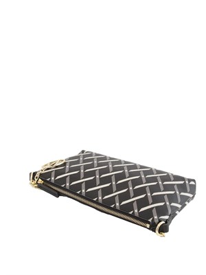 Borsa a spalla Armani Exchange in pelle ecologica nera con stampa geometrica in DONNA