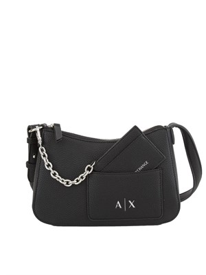 Borsa a spalla Armani Exchange in pelle ecologica nera in DONNA