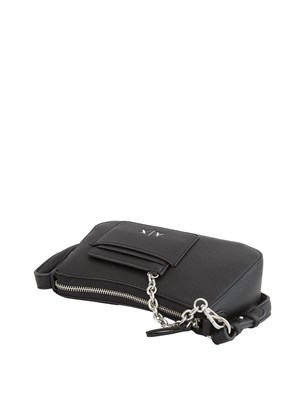 Borsa a spalla Armani Exchange in pelle ecologica nera in DONNA