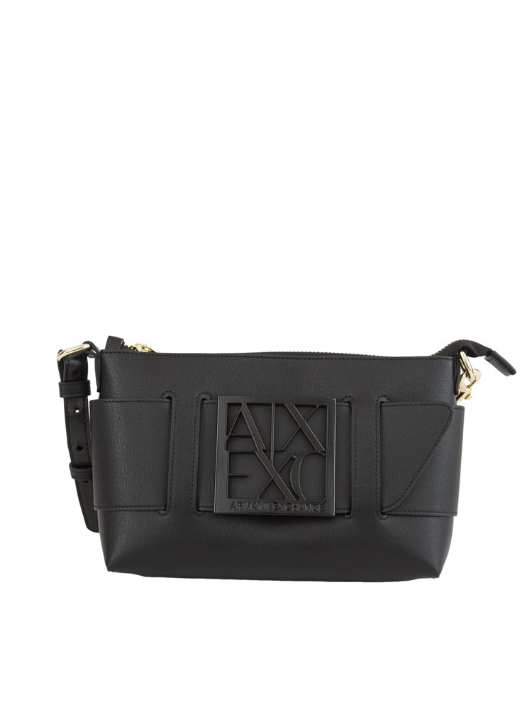Borsa a tracolla Armani Exchange in ecopelle nera con logo