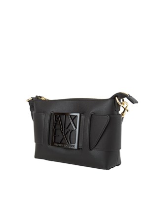 Borsa a tracolla Armani Exchange in ecopelle nera con logo in DONNA