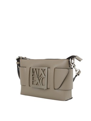 Borsa a tracolla Armani Exchange in ecopelle tortora con logo in DONNA