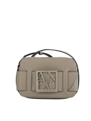 Borsa a tracolla Armani Exchange in ecopelle tortora con logo in DONNA