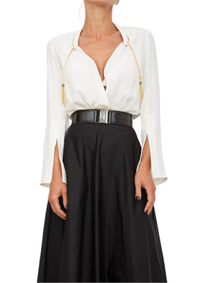 Body Elisabetta Franchi in georgette bianco panna con dettagli gioiello in DONNA