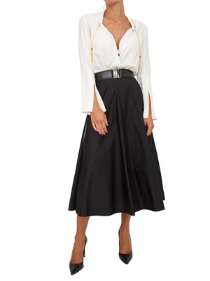 Body Elisabetta Franchi in georgette bianco panna con dettagli gioiello in DONNA