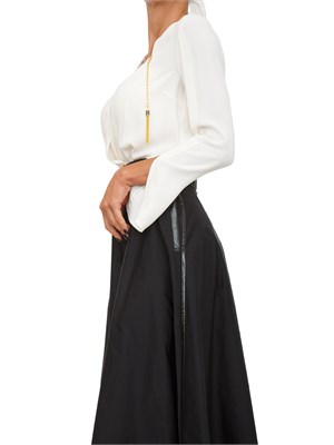 Body Elisabetta Franchi in georgette bianco panna con dettagli gioiello in DONNA