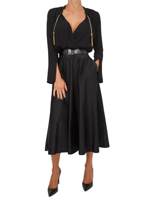 Body Elisabetta Franchi in georgette nero con dettagli gioiello in DONNA