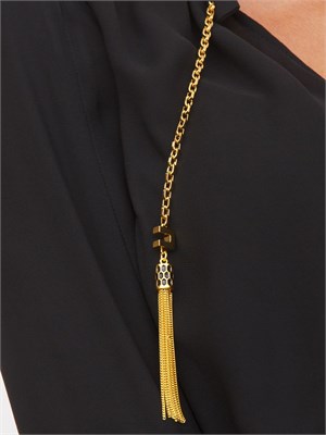 Body Elisabetta Franchi in georgette nero con dettagli gioiello in DONNA