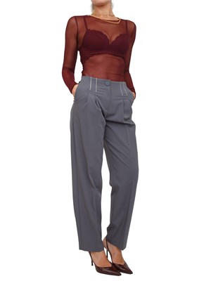 Body Elisabetta Franchi in tulle trasparente bordeaux con collana in DONNA