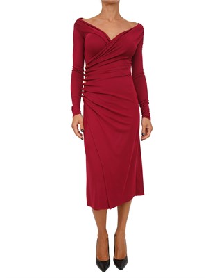 Abito Elisabetta Franchi in jersey rosso con bottoni gioiello in DONNA