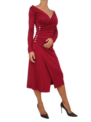 Abito Elisabetta Franchi in jersey rosso con bottoni gioiello in DONNA