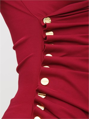 Abito Elisabetta Franchi in jersey rosso con bottoni gioiello in DONNA