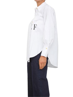 Camicia Elisabetta Franchi in popeline di cotone bianco a righe in DONNA