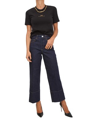 T-shirt Elisabetta Franchi in jersey di cotone nero con collana in DONNA