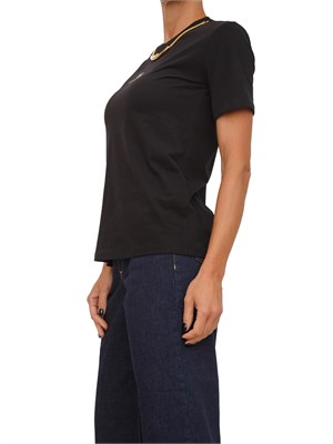 T-shirt Elisabetta Franchi in jersey di cotone nero con collana in DONNA