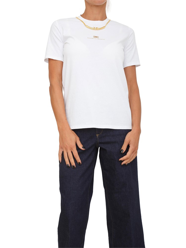 T-shirt Elisabetta Franchi in jersey di cotone bianco con collana