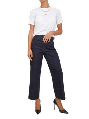 T-shirt Elisabetta Franchi in jersey di cotone bianco con collana in DONNA
