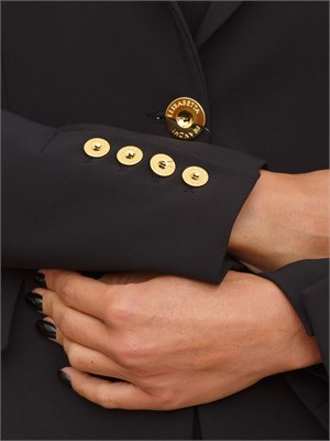 Giacca Elisabetta Franchi in crêpe nero con dettagli gioiello in DONNA