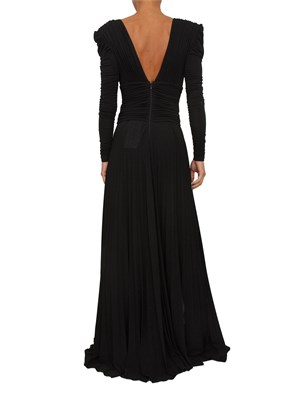 Abito Elisabetta Franchi Red Carpet in jersey lurex nero con collana in DONNA