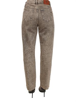 Jeans flare Fracomina in denim taupe con strass in DONNA