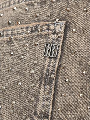 Jeans flare Fracomina in denim taupe con strass in DONNA