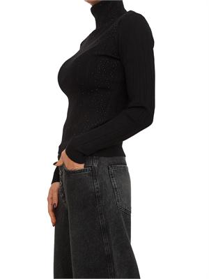 Maglia nera dolcevita Fracomina in viscosa con strass in DONNA