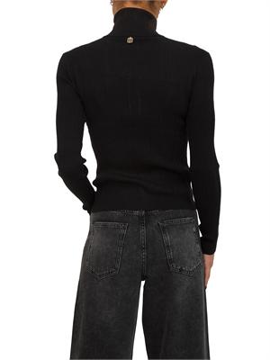 Maglia nera dolcevita Fracomina in viscosa con strass in DONNA