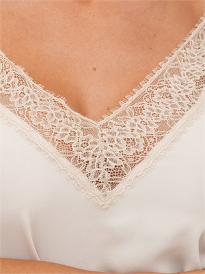 Top sottoveste Marella in crêpe de Chine di misto seta beige con pizzo in DONNA