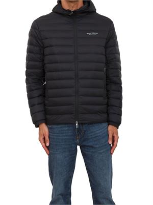 Piumino nero Armani Exchange fullzip con cappuccio in UOMO