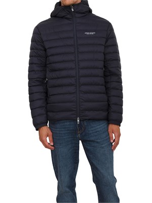 Piumino blu Armani Exchange fullzip con cappuccio in UOMO