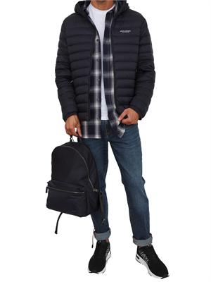 Piumino blu Armani Exchange fullzip con cappuccio in UOMO