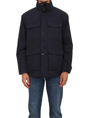 Giacca field blu Armani Exchange in tessuto stretch in UOMO