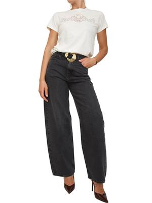 TWIN-SET T-shirt Twinset in jersey di cotone bianco panna con pizzo intarsiato in DONNA