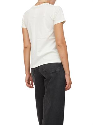 TWIN-SET T-shirt Twinset in jersey di cotone bianco panna con pizzo intarsiato in DONNA