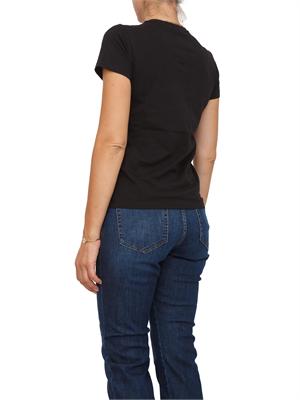 TWIN-SET T-shirt Twinset in jersey di cotone nero con pizzo intarsiato in DONNA