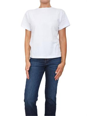 TWIN-SET T-shirt Twinset in jersey di cotone bianco con stampa flock Oval T in DONNA