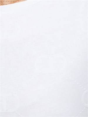 TWIN-SET T-shirt Twinset in jersey di cotone bianco con stampa flock Oval T in DONNA