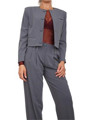 Giacca monopetto Armani Exchange in tessuto fluido grigio in DONNA