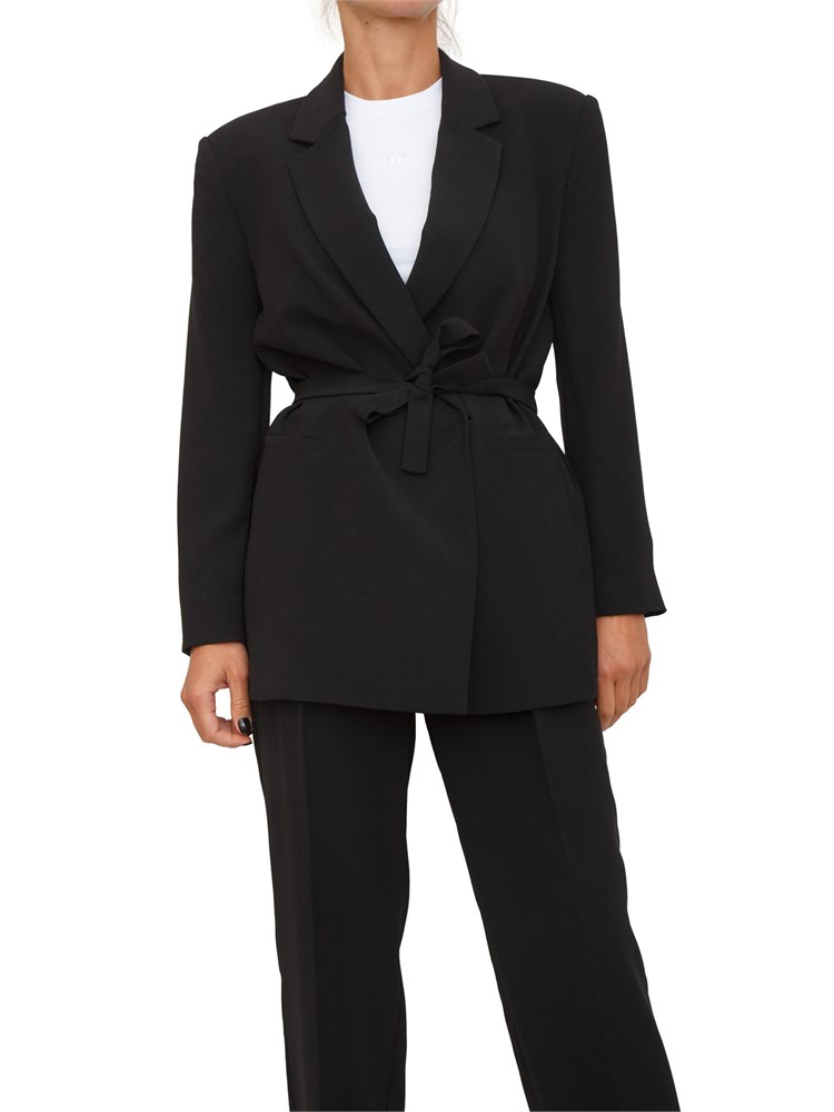Giacca monopetto Armani Exchange con cintura sottile in tessuto fluido nero
