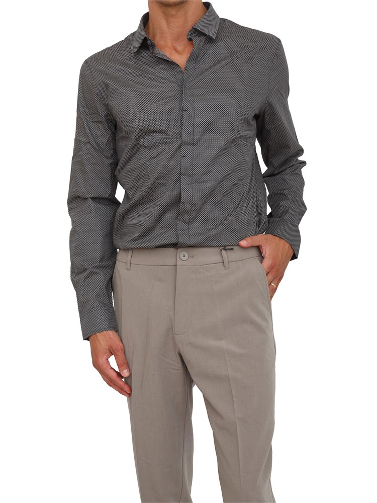 Camicia blu Armani Exchange slim fit microfantasia