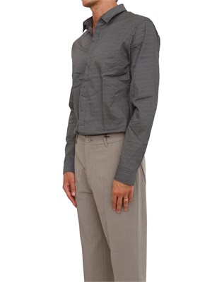 Camicia blu Armani Exchange slim fit microfantasia in UOMO