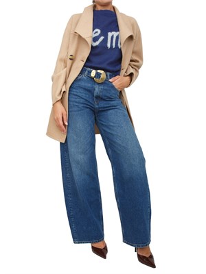 TWIN-SET Jeans ampi Twinset in denim medio con cintura e maxi fibbia in DONNA
