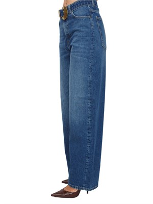 TWIN-SET Jeans ampi Twinset in denim medio con cintura e maxi fibbia in DONNA