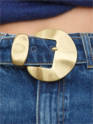 TWIN-SET Jeans ampi Twinset in denim medio con cintura e maxi fibbia in DONNA