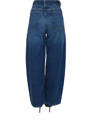 TWIN-SET Jeans ampi Twinset in denim medio con cintura e maxi fibbia in DONNA