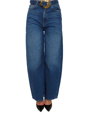 TWIN-SET Jeans ampi Twinset in denim medio con cintura e maxi fibbia in DONNA