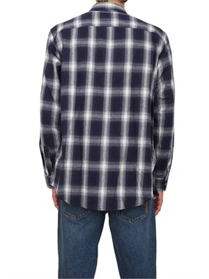 Camicia Armani Exchange regular fit in cotone spazzolato con fantasia check blu in UOMO