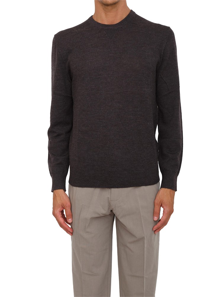 Maglione girocollo marrone Armani Exchange in lana vergine