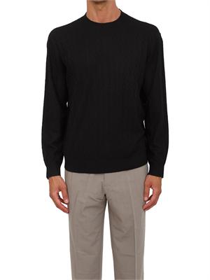 Maglione girocollo nero Armani Exchange lavorazione a onde in UOMO